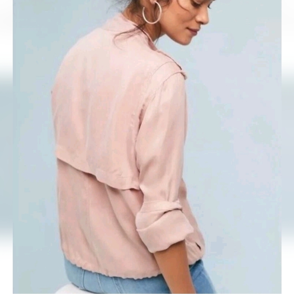 Rails Rowan Utility Jacket in Blush Pink Cupro Cinch Hem Cargo Pockets Large - Picture 3 of 17